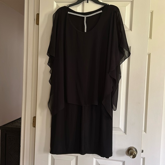 J.B.S. Black dress with Rhinestone T Accent size  1x - Picture 1 of 4
